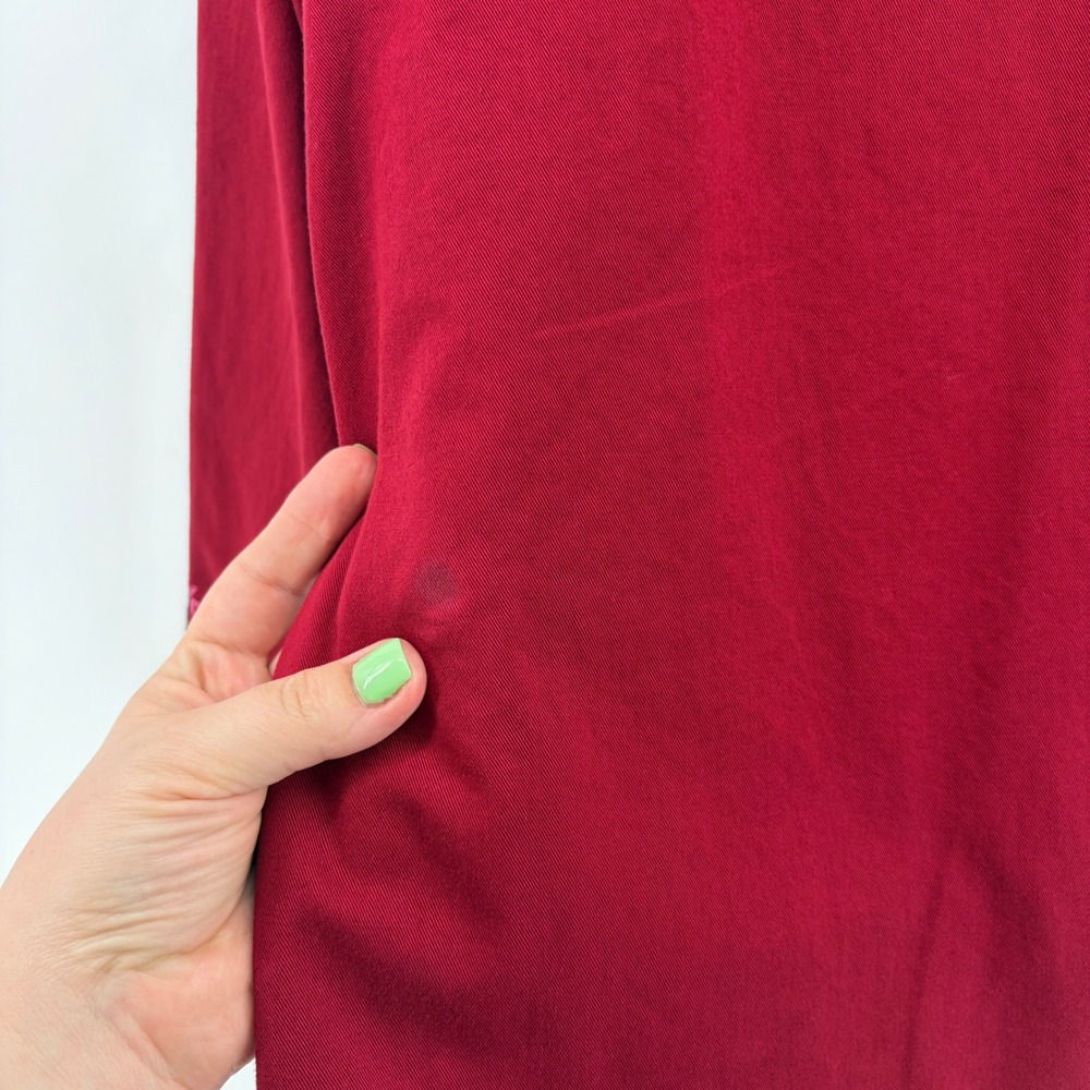 Liz & Me Womens 1X Red Button Up Shirt Embroidered Boho Cotton Long Sleeve Top - Picture 3 of 6